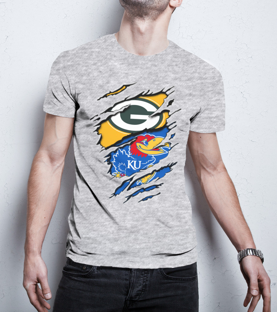Green Bay Packers Kansas Jayhawks Logo Mashup T-Shirt