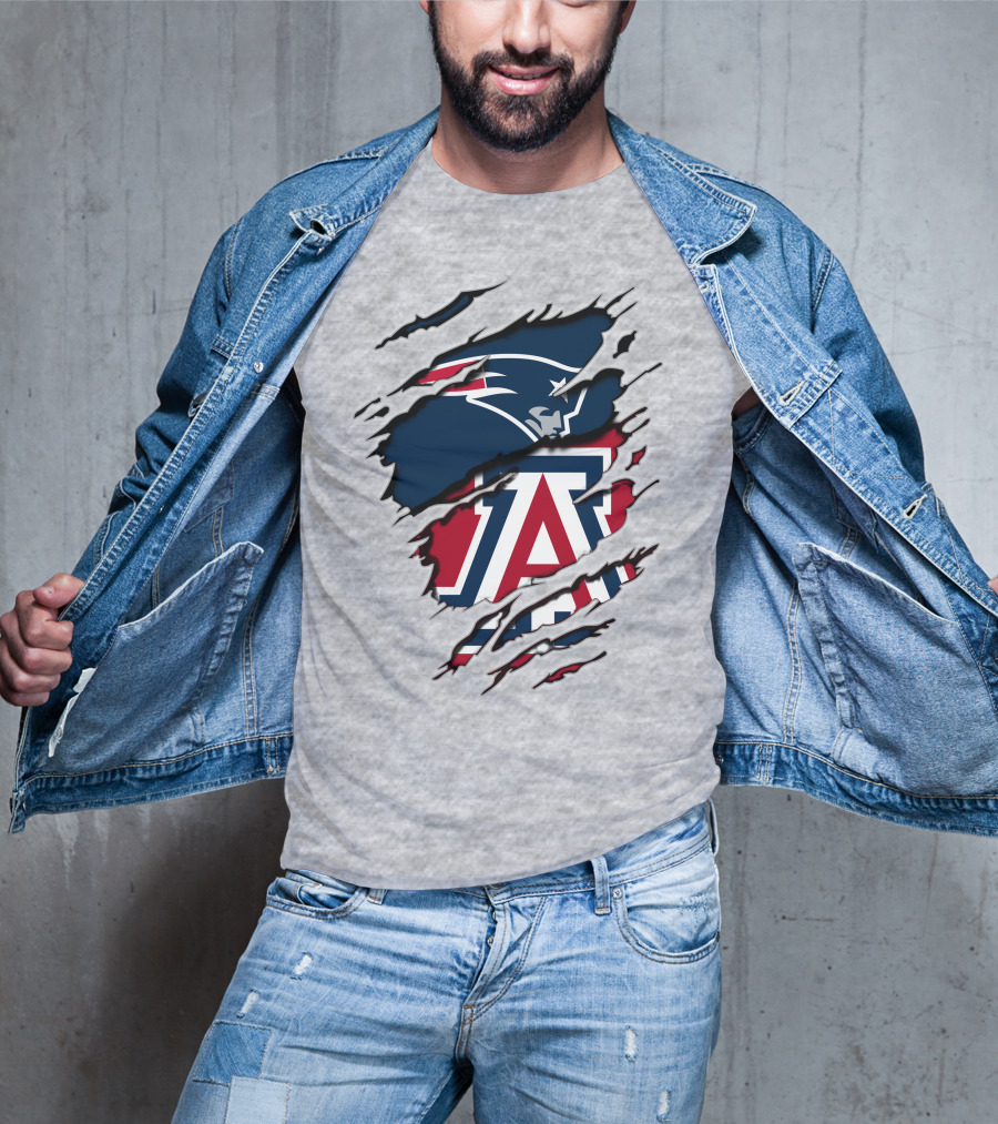 New England Patriots Arizona Wildcats Claw Rip T-Shirt