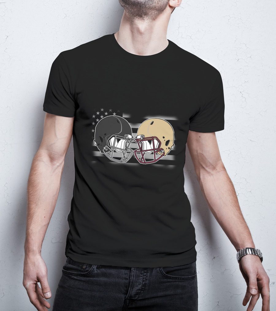 Bucca Semi American Football Helmets Flag T-Shirt