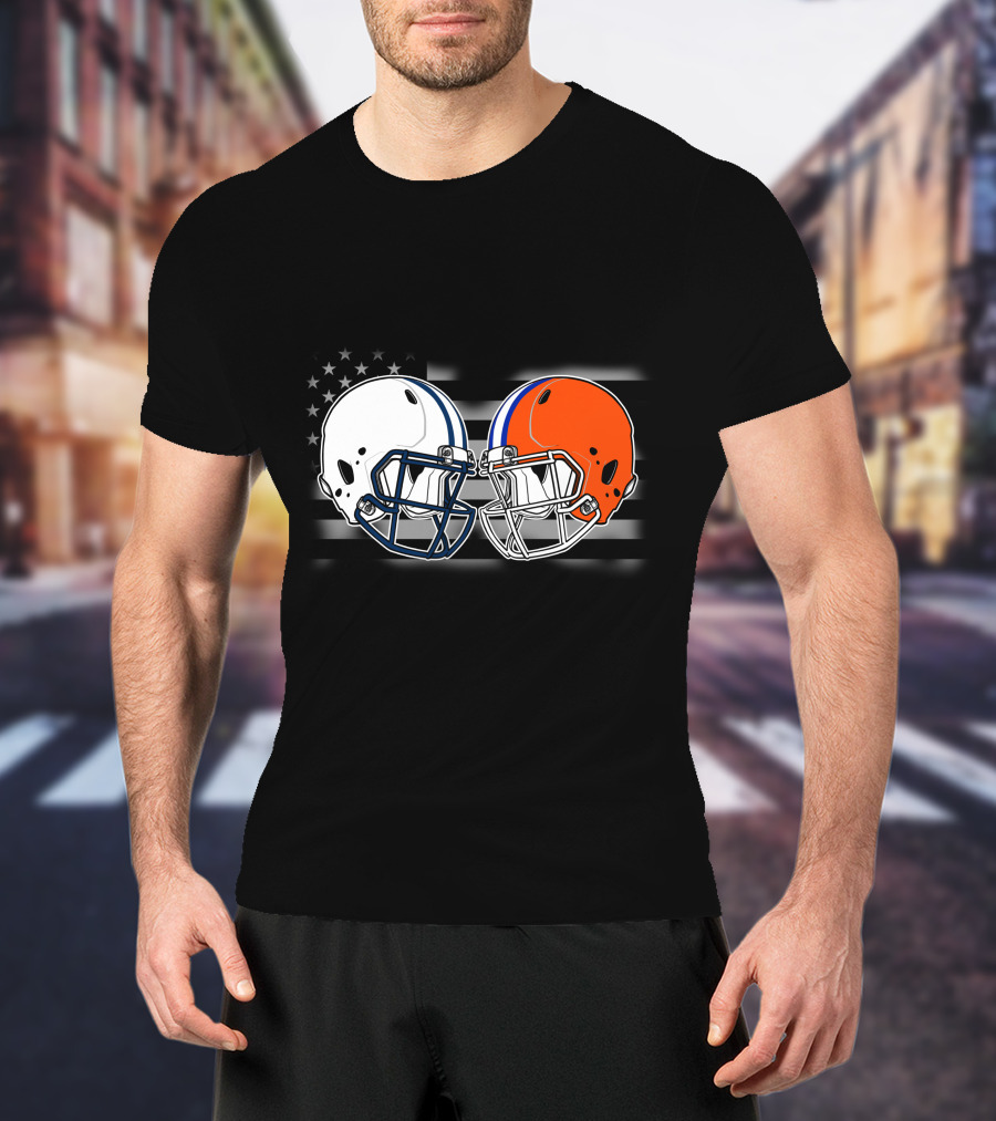 Tita-Gato American Football Helmets And Flag Black T-Shirt