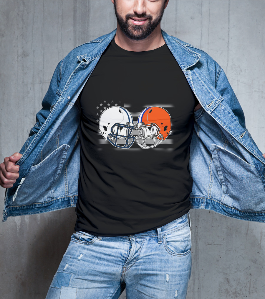 Tita-Gato American Football Helmets And Flag Black T-Shirt