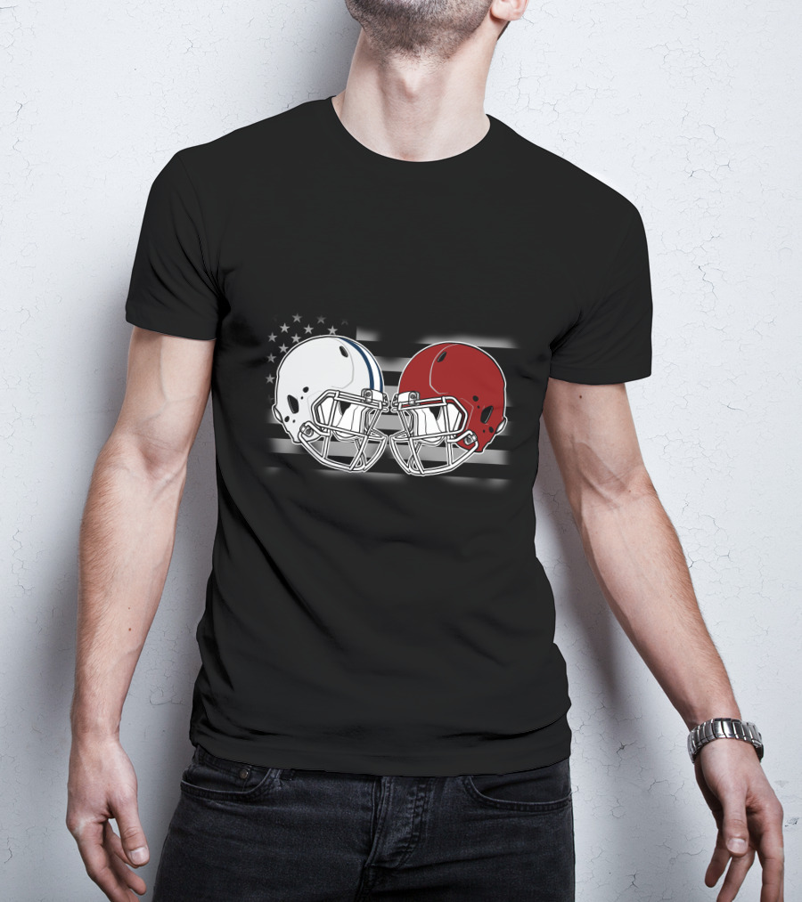 Co Ala Rivalry Football Helmets American Flag Background T-Shirt
