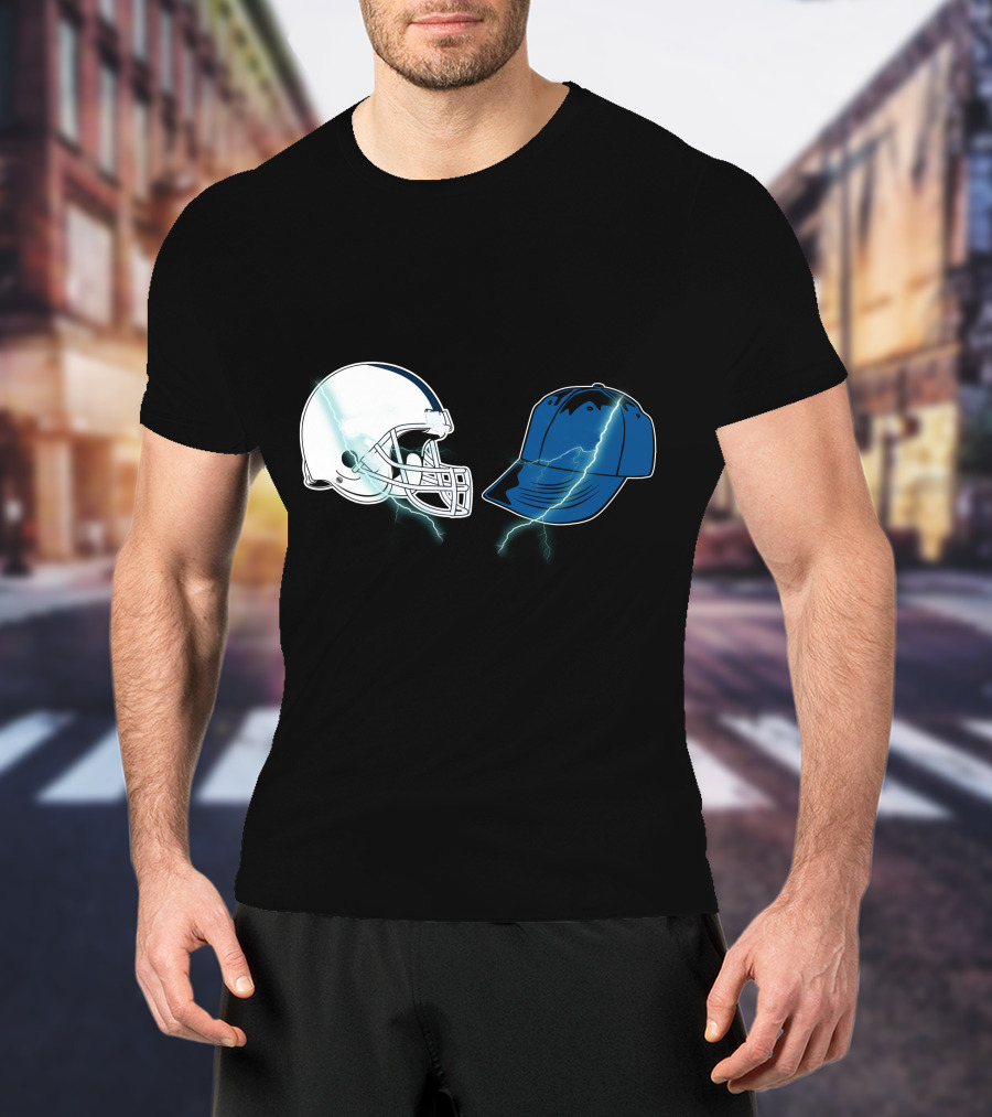 Football Helmet Cap Lightning Showdown T-Shirt