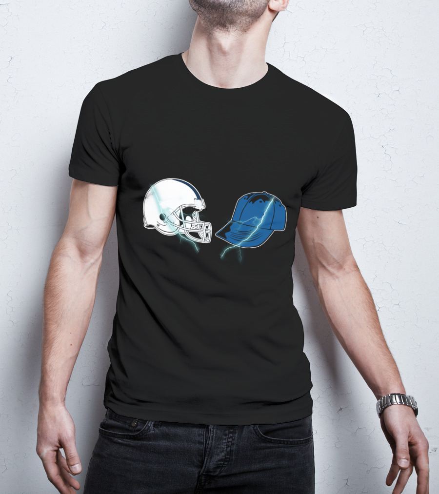 Football Helmet Cap Lightning Showdown T-Shirt
