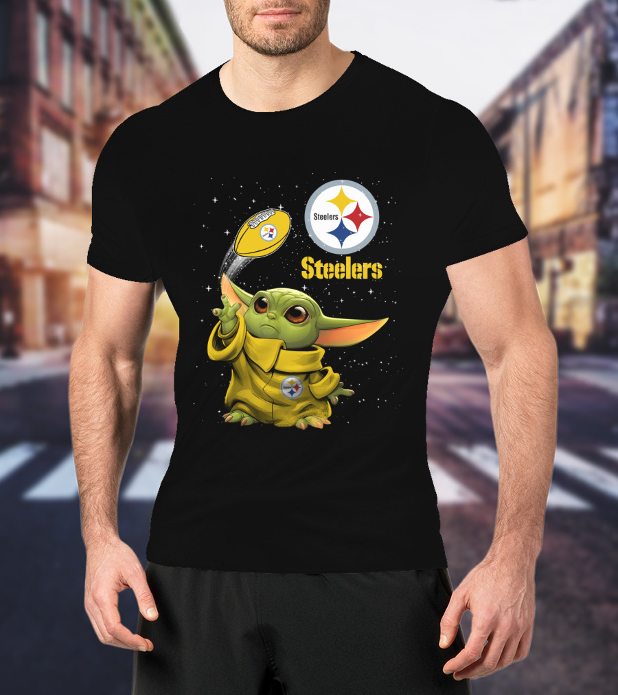 Baby Yoda Steelers Football Star Wars Grogu Pittsburgh NFL Fan Gear T-Shirt