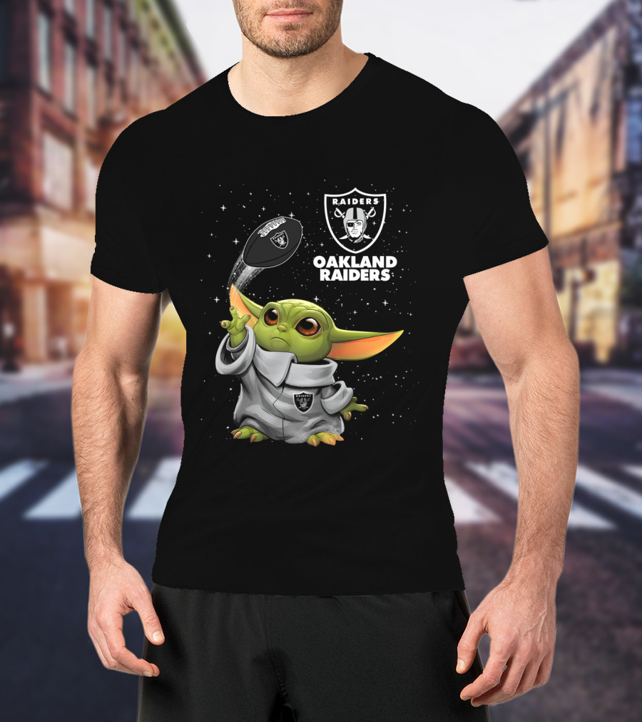 Baby Yoda Oakland Raiders Football Star Wars Fan Merchandise T-Shirt