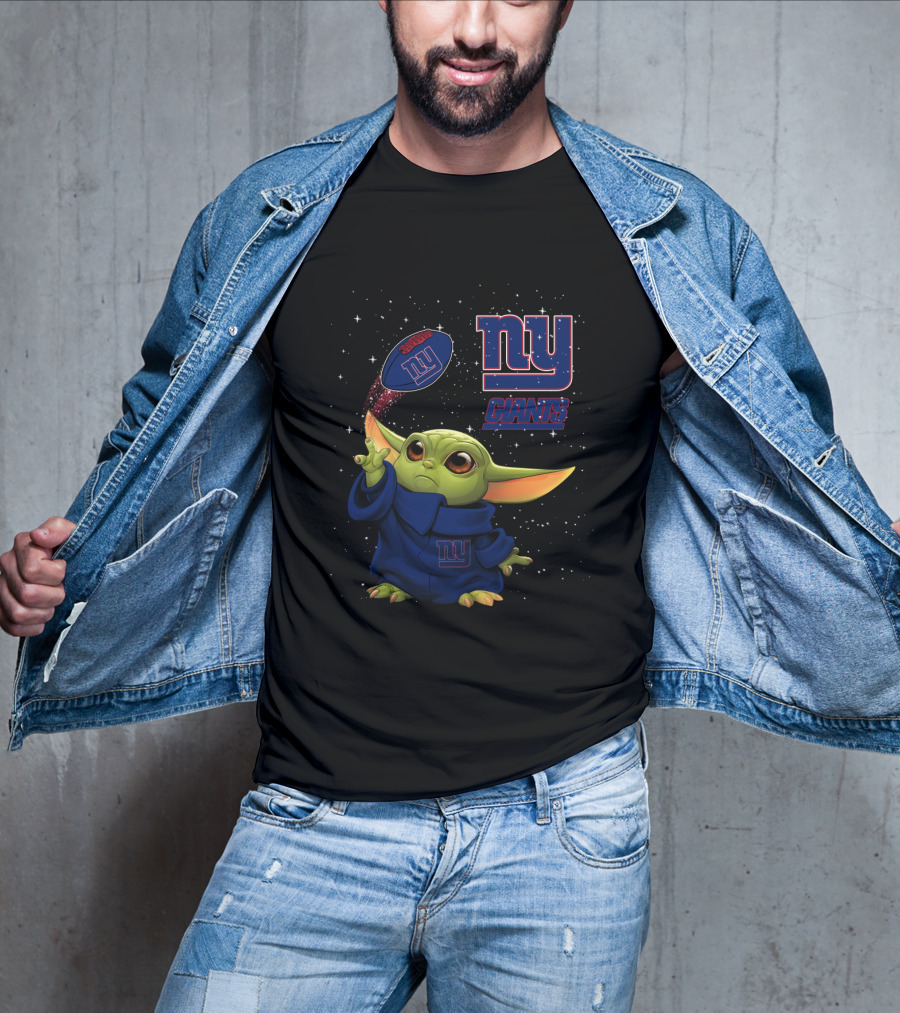 Baby Yoda NY Giants Football Fan Star Wars Mandalorian Fusion T-Shirt