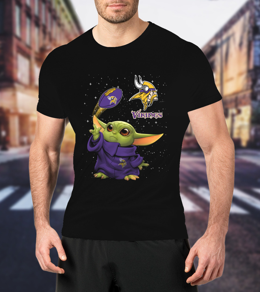 Baby Yoda Minnesota Vikings Football Force Magic NFL Fan T-Shirt