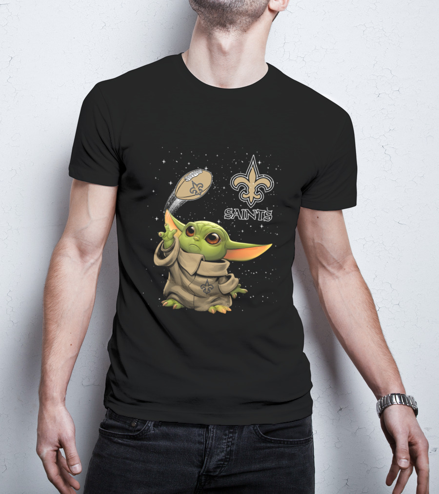 Baby Yoda New Orleans Saints Football Star Wars Collaboration T-Shirt