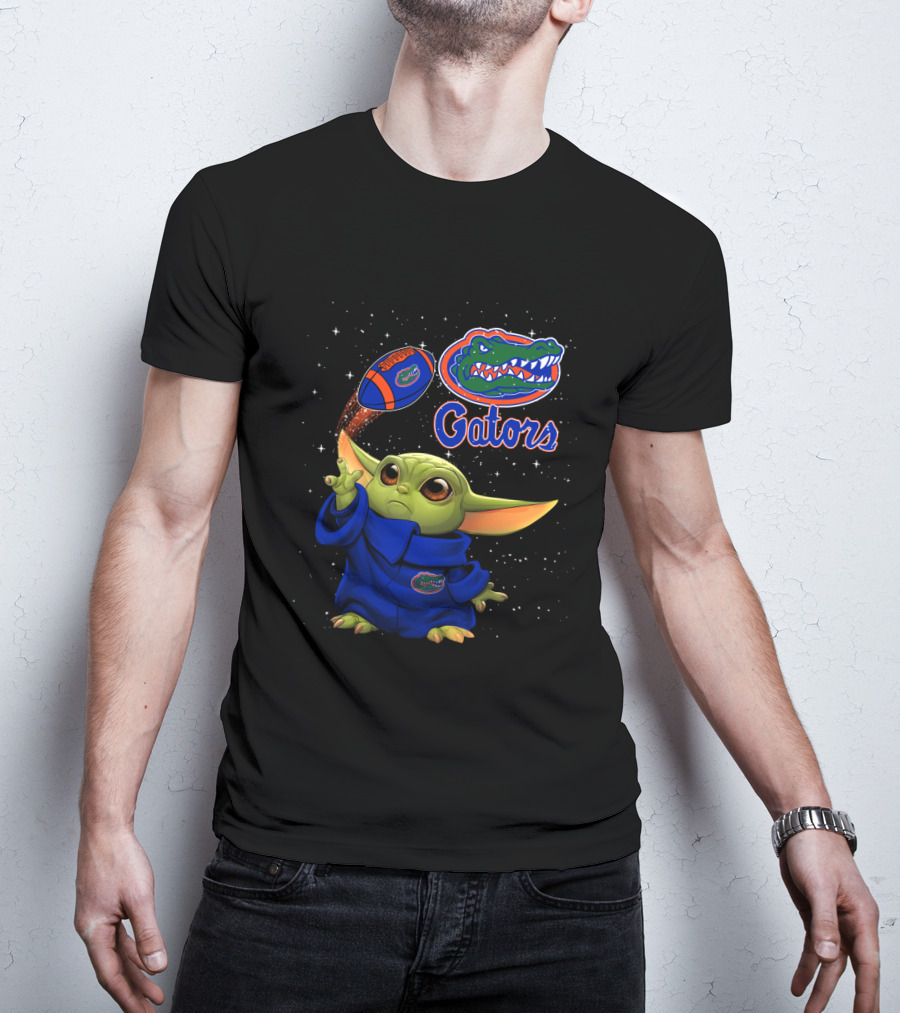 Baby Yoda Florida Gators Logo Football T-Shirt