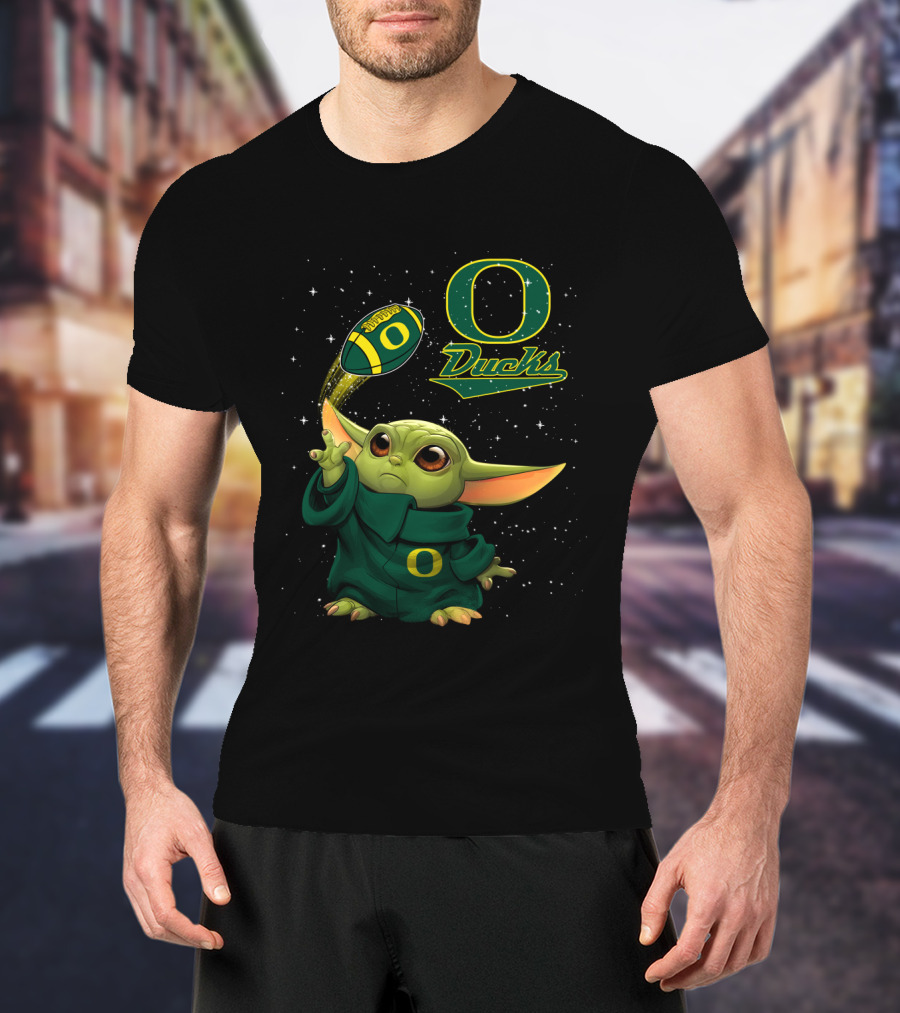 Baby Yoda Oregon Ducks Star Wars Football T-Shirt
