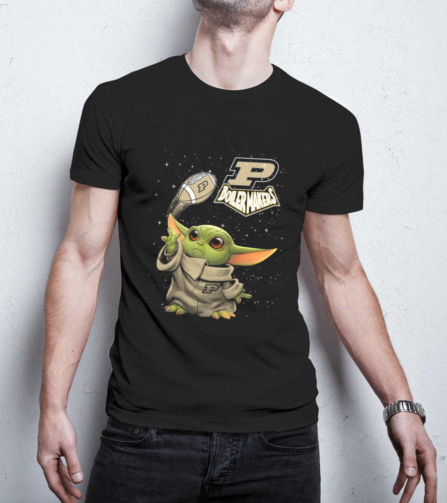 Baby Yoda Football Fantasy With Purdue Boilermakers T-Shirt