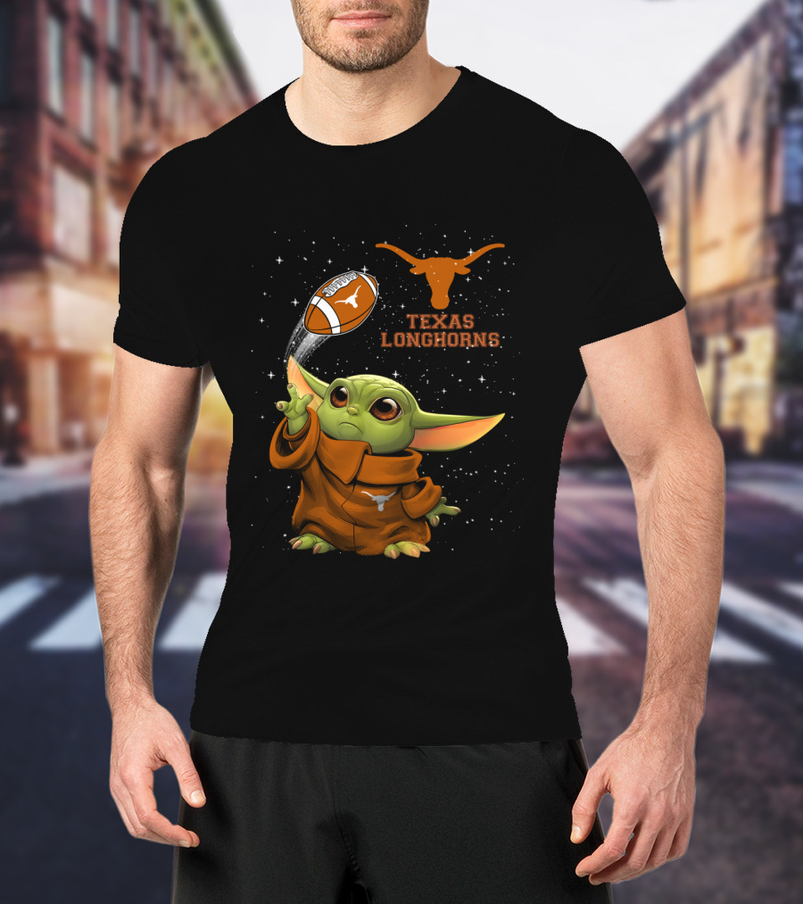 Texas Longhorns Baby Yoda Football T-Shirt