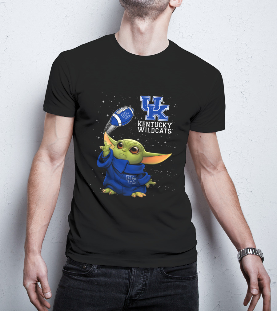 Kentucky Wildcats Baby Yoda Football Throwing Star Wars Crossover T-Shirt