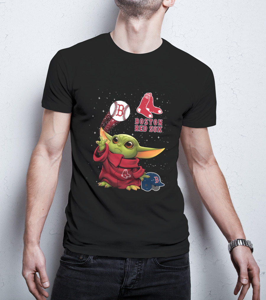 Boston Red Sox Baby Yoda Star Wars Baseball T-Shirt