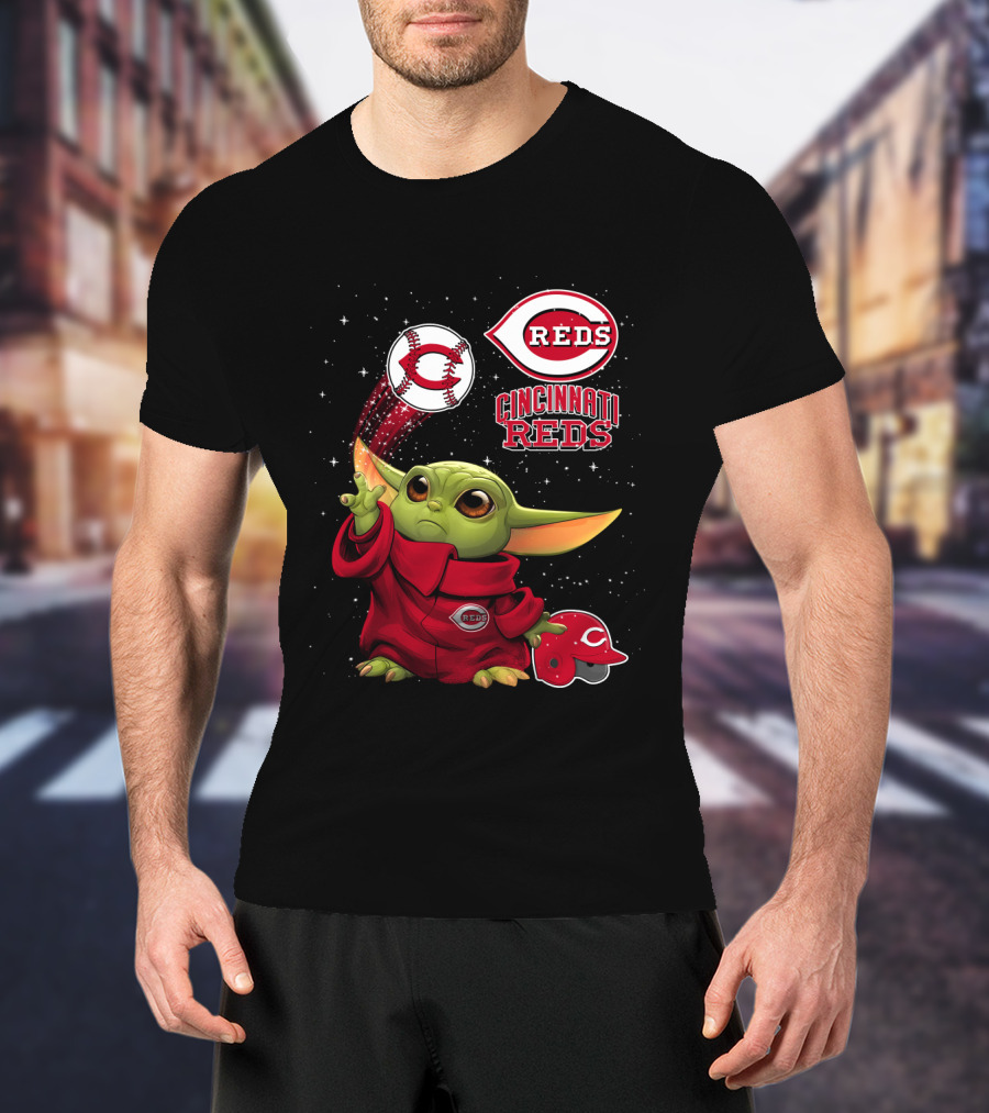Baby Yoda Cincinnati Reds Baseball Star Wars Crossover T-Shirt