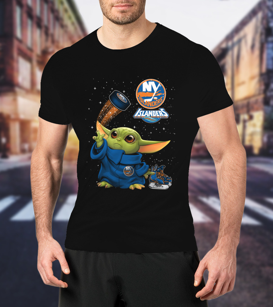 NY Islanders Baby Yoda Hockey Puck Magic T-Shirt