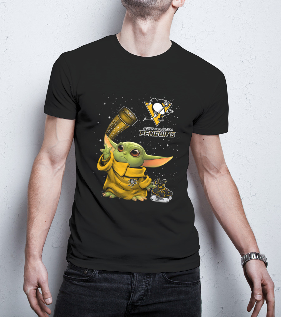 Pittsburgh Penguins Baby Yoda Hockey Star Wars Crossover T-Shirt