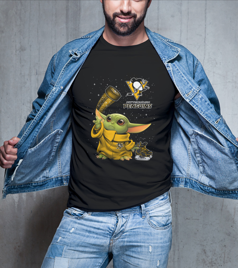 Pittsburgh Penguins Baby Yoda Hockey Star Wars Crossover T-Shirt