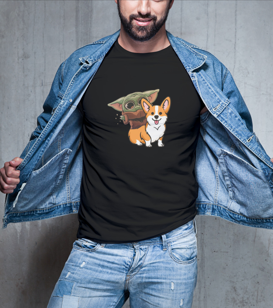 Corgi And Baby Alien Character T-Shirt