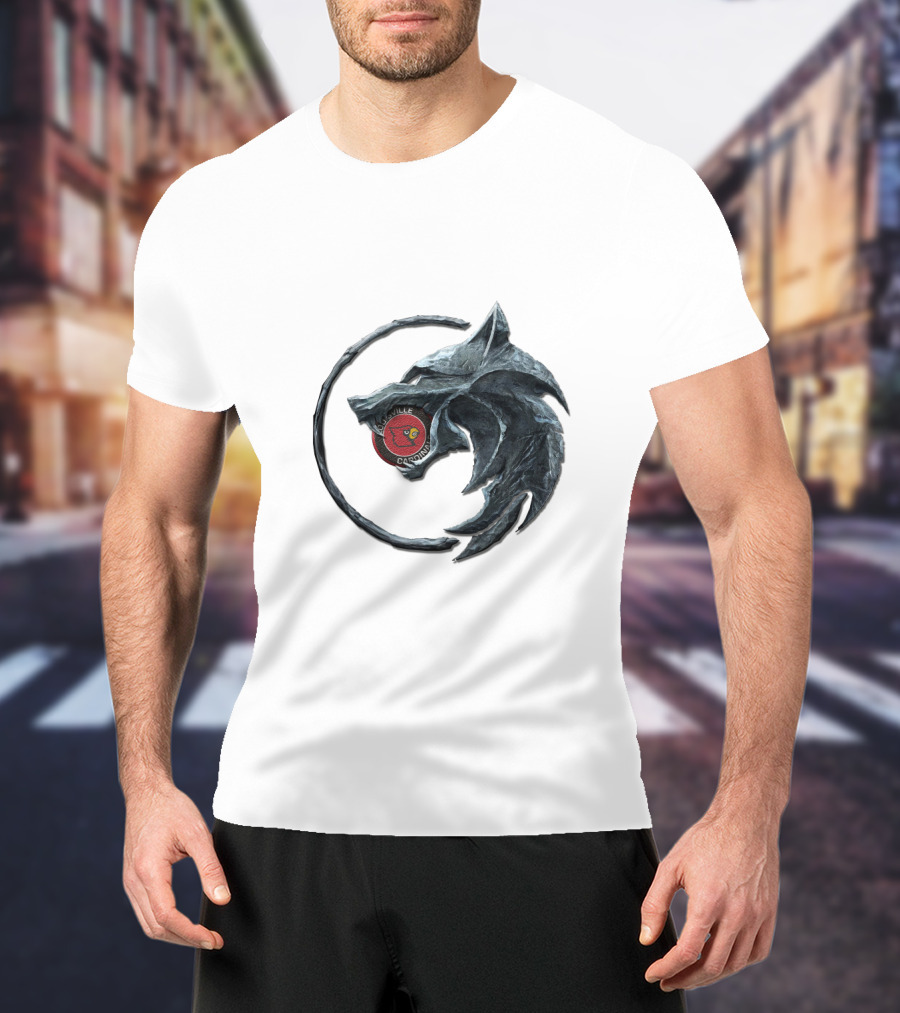 Cht1Twnc1008 Metal Wolf Crest Above Basketball Emblem With Wolf And Circle T-Shirt