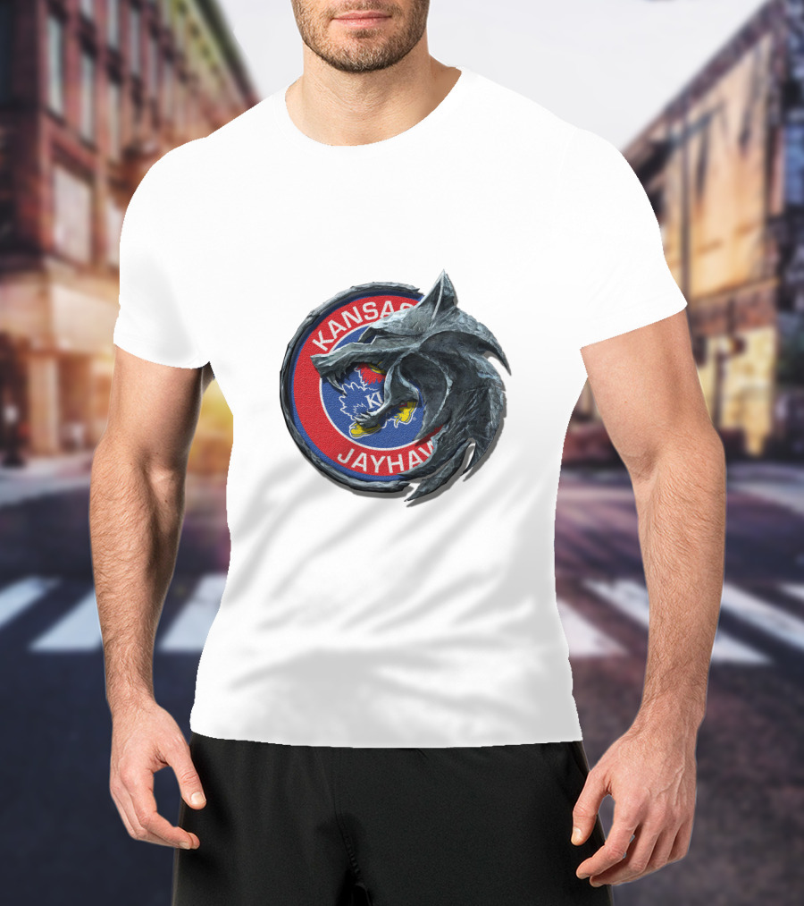 Kansas Jayhawks Emblem With Wolf Head Overlay Cht1Twnc2009 T-Shirt