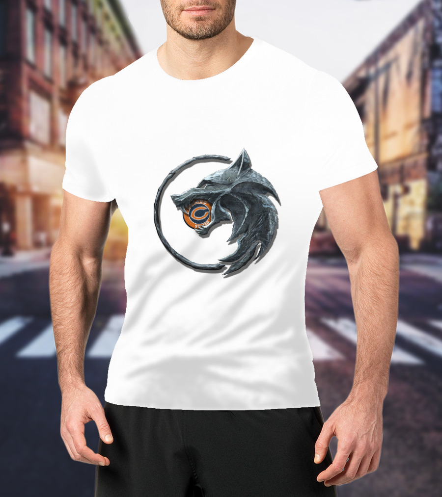 Cht1Twnfl1006 Chicago Bears Wolf Circle T-Shirt