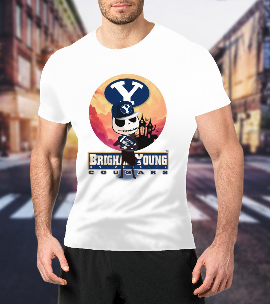 Brigham Young University Cougars Skeleton Halloween Football T-Shirt