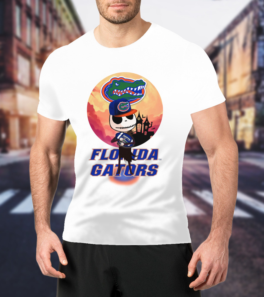 Florida Gators Jack Skellington Sunset Scene T-Shirt