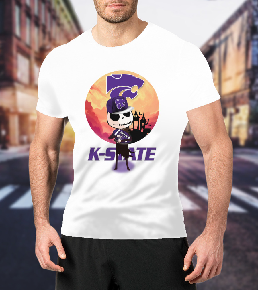 K-State Wildcats Jack-O-Lantern Halloween Sunset Scene T-Shirt