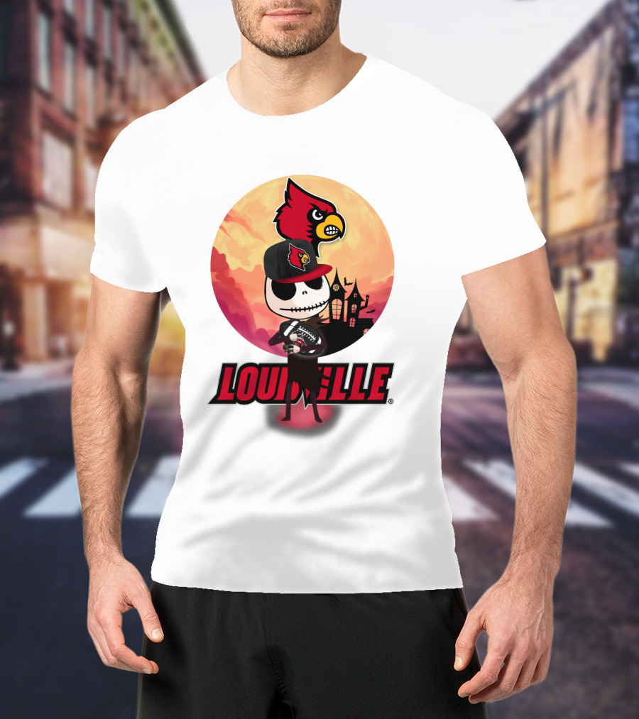 Louisville Cardinals Jack-O-Lantern Halloween Crossover Nightmare Before Christmas T-Shirt