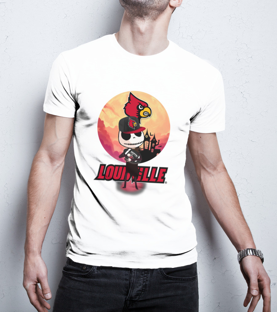 Louisville Cardinals Jack-O-Lantern Halloween Crossover Nightmare Before Christmas T-Shirt