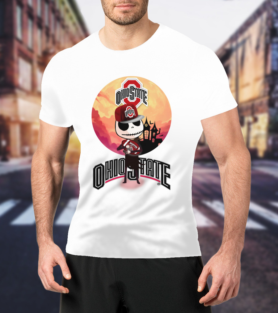 Ohio State Skeleton Character With Hat And Scarf T-Shirt