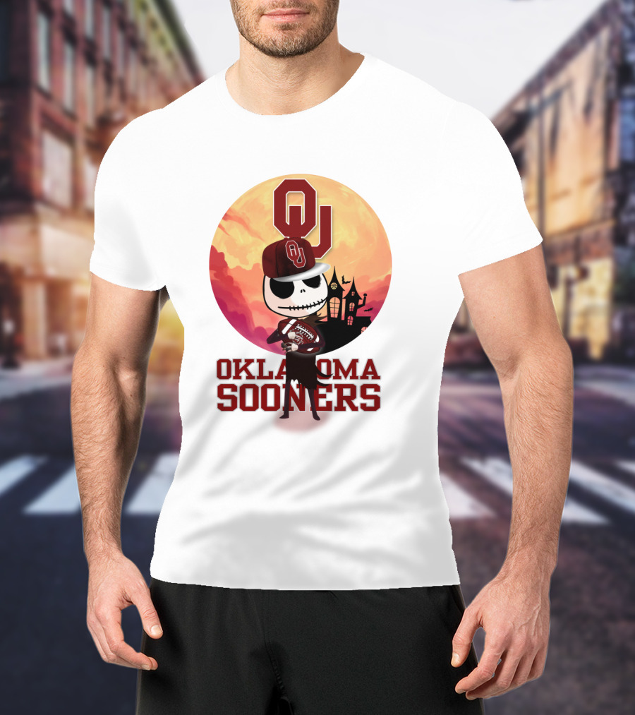 Oklahoma Sooners Jack Skellington Football Ou Halloween T-Shirt