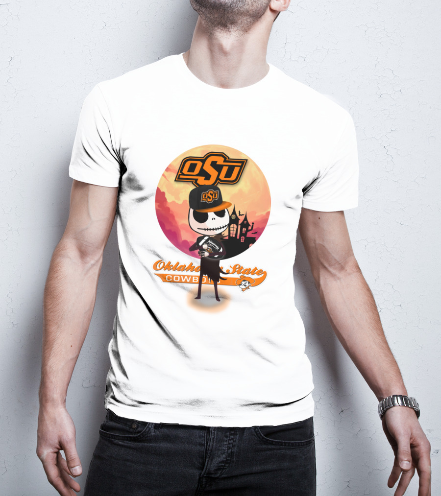 Osu Oklahoma State Cowboys Halloween Character Football T-Shirt