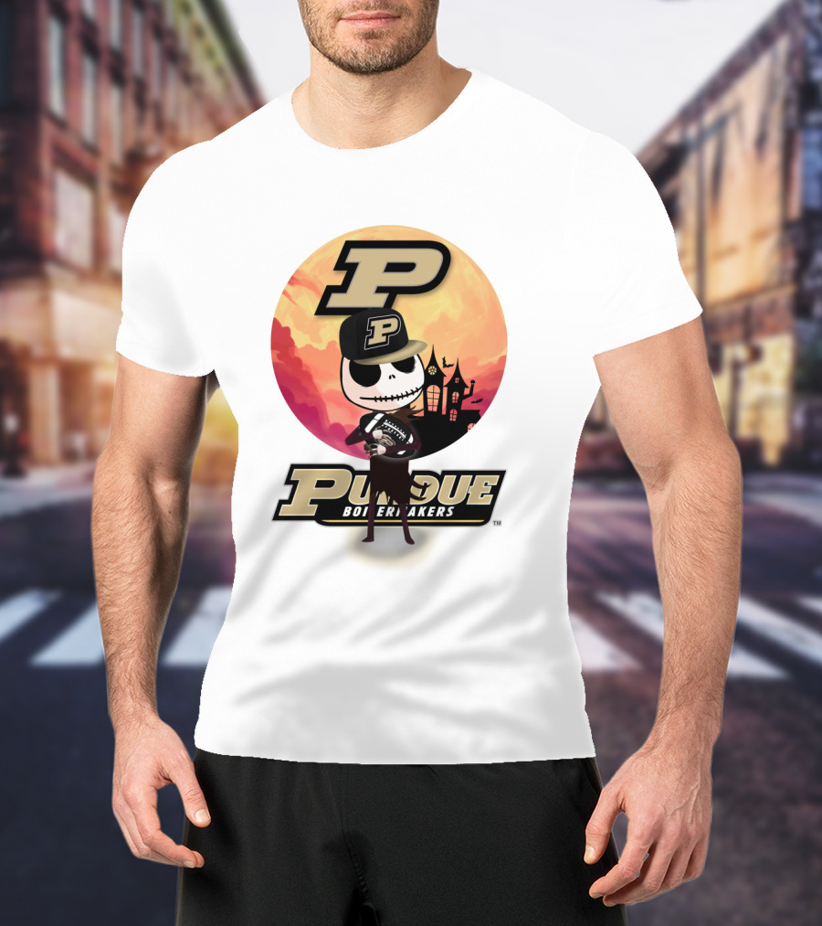 Purdue Boilermakers Skeleton Football Halloween T-Shirt