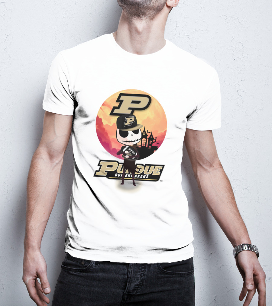 Purdue Boilermakers Skeleton Football Halloween T-Shirt