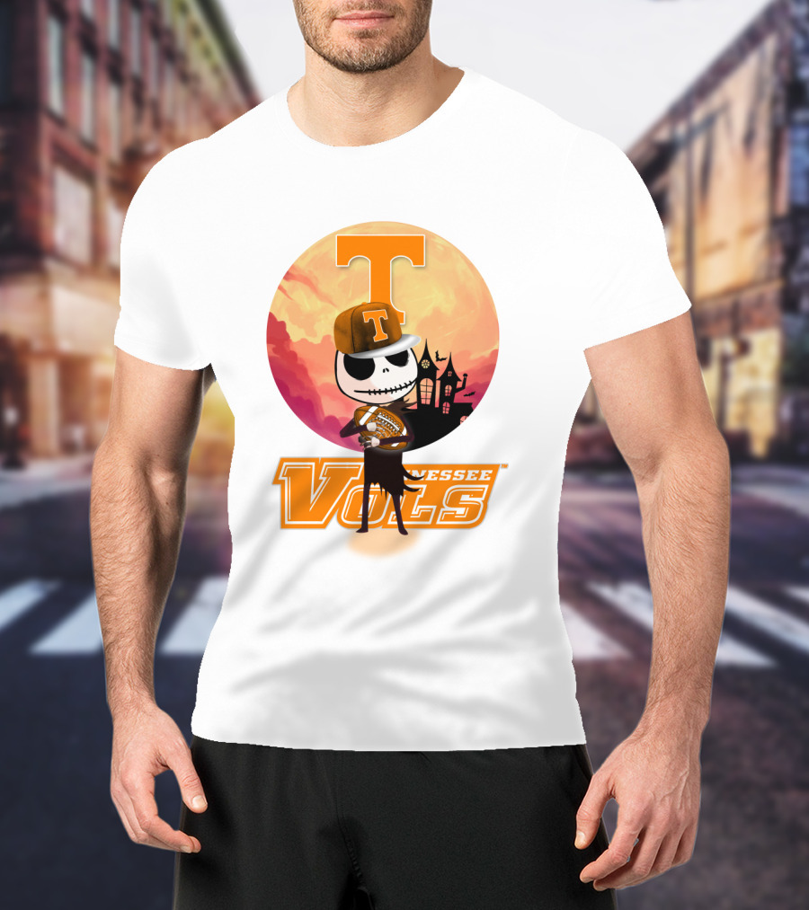 Tennessee Vols Jack Skellington Halloween Football T-Shirt