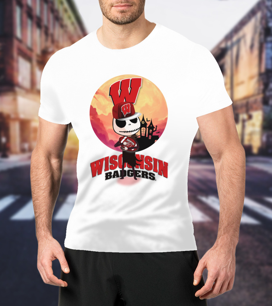 Wisconsin Badgers Halloween Skeleton T-Shirt