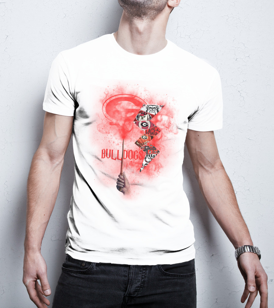 Georgia Bulldogs Logo 60 Dawgs Hand Holding Red Smoke Wand T-Shirt