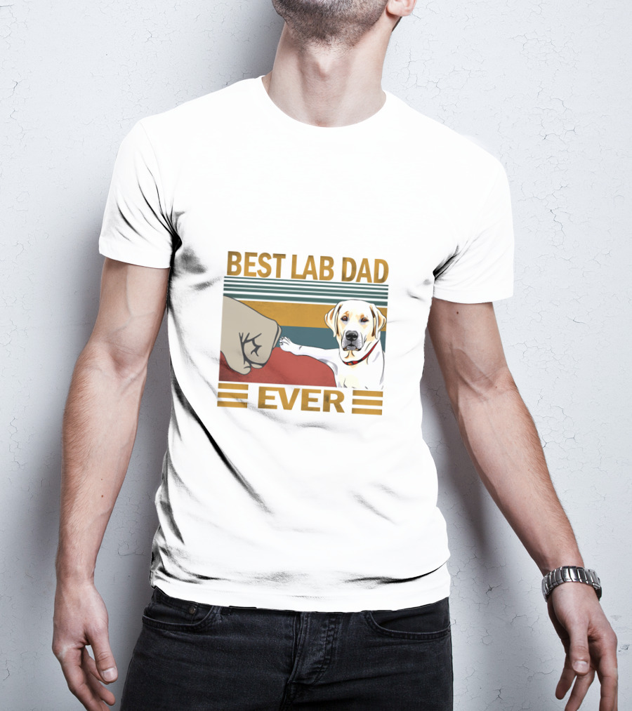 Best Lab Dad Ever Fist Bump With Yellow Labrador Retriever T-Shirt