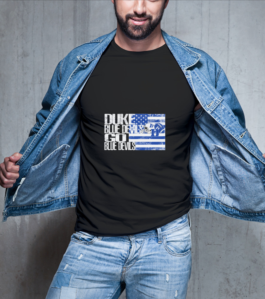 Duke Blue Devils Go Blue Devils Usa Flag Football Helmet T-Shirt