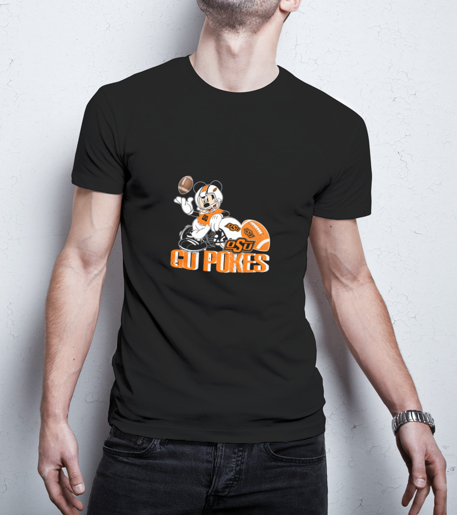 Osu Cowboys Mascot With Football Go Pokes T-Shirt