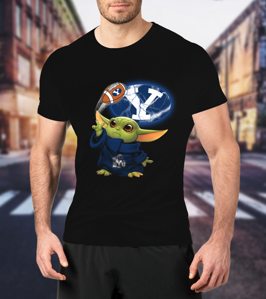 Byu Y Football Baby Yoda Using Force T-Shirt