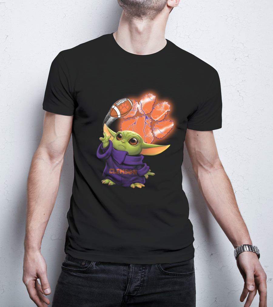 Clemson Football Paw And Baby Alien Character T-Shirt