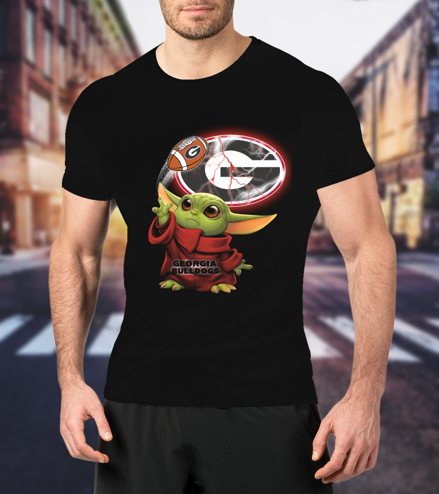 Georgia Bulldogs Football Baby Yoda Magic Force T-Shirt