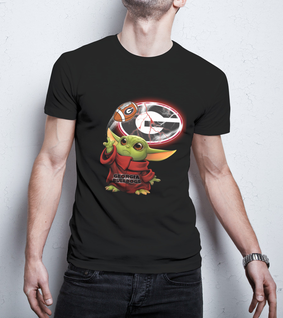 Georgia Bulldogs Football Baby Yoda Magic Force T-Shirt