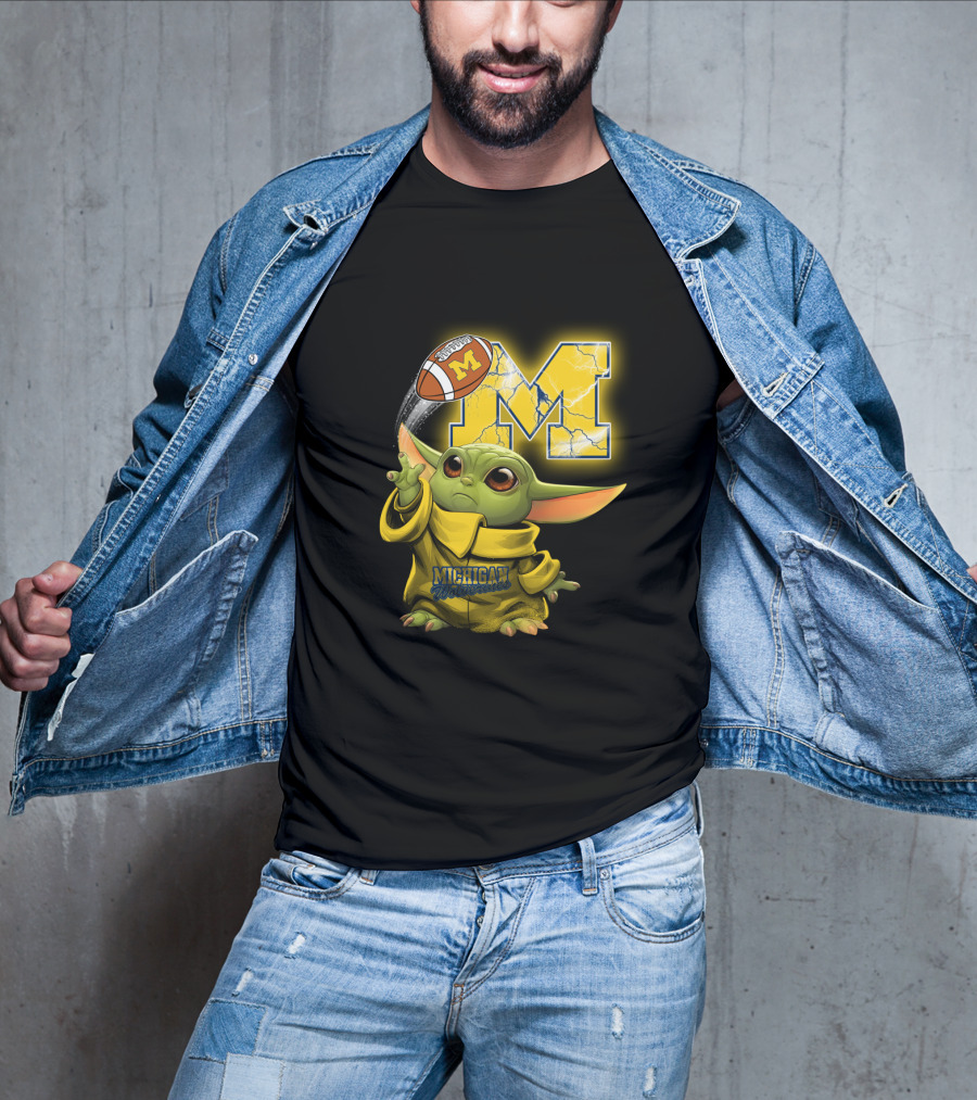 Michigan Wolverines Yoda Style Football Fan Craze T-Shirt