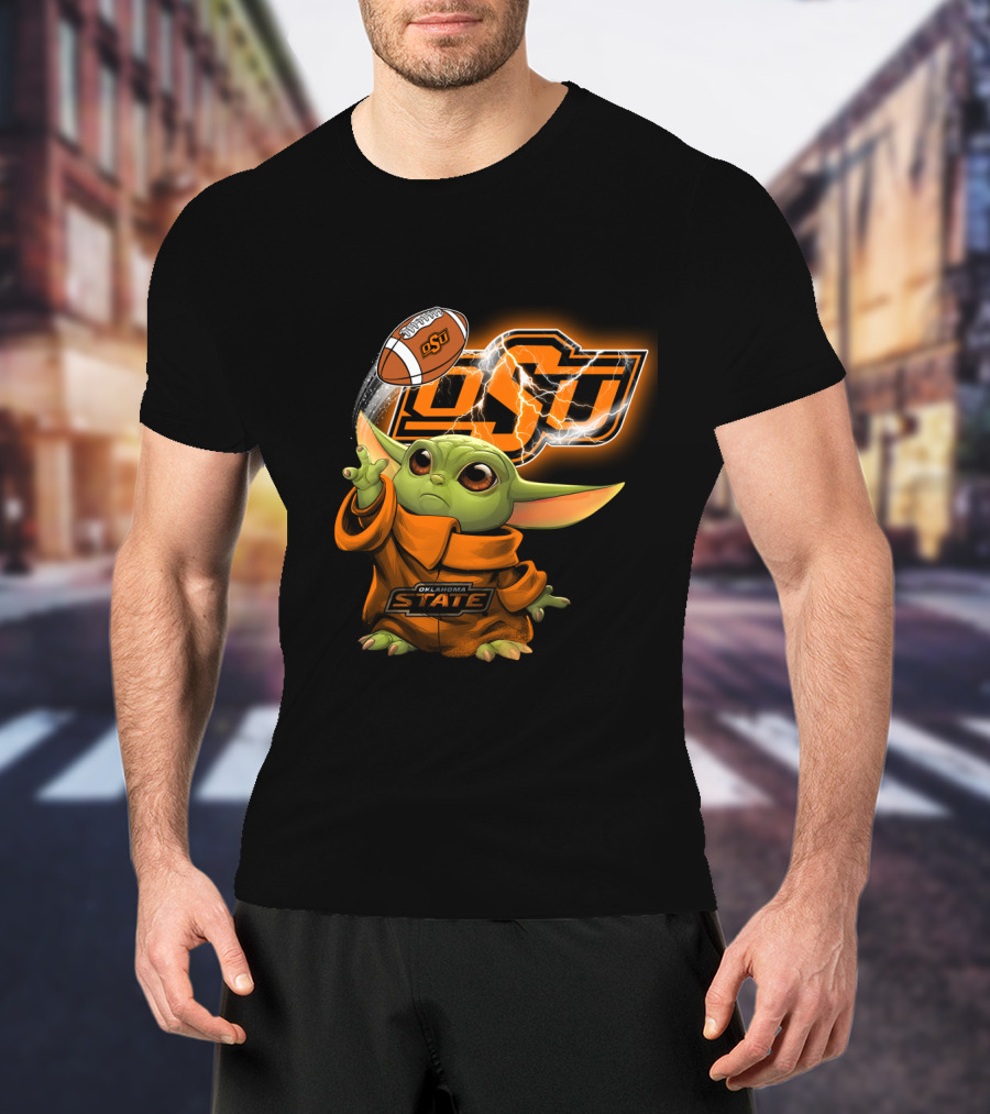 Oklahoma State Osu Football Baby Yoda T-Shirt
