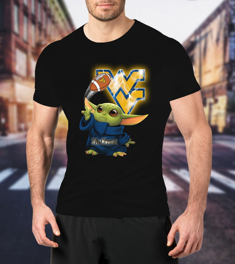 West Virginia Football Baby Alien With Wv Logo And Lightning T-Shirt
